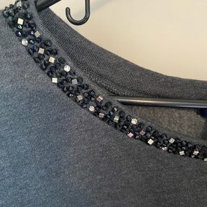 Gray be-jeweled sweatshirt